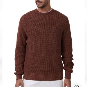 Cotton On Mens Woodland Knit Pullover Brown Ginger Twist Sweater Size XXL